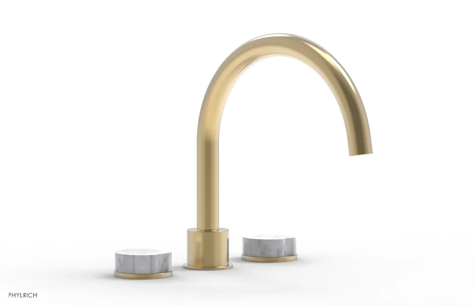 Phylrich CIRC Deck Tub Set - High Spout White Marble Handles by Phylrich
