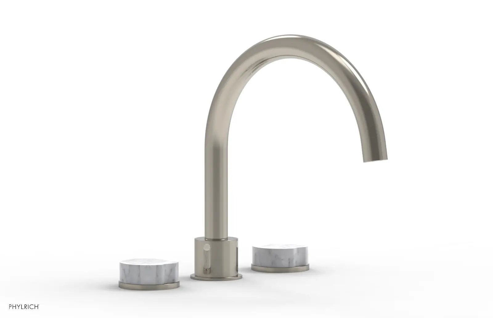 Phylrich CIRC Deck Tub Set - High Spout White Marble Handles by Phylrich