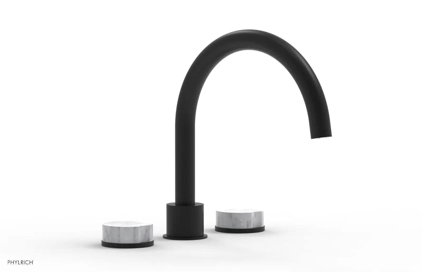 Phylrich CIRC Deck Tub Set - High Spout White Marble Handles by Phylrich