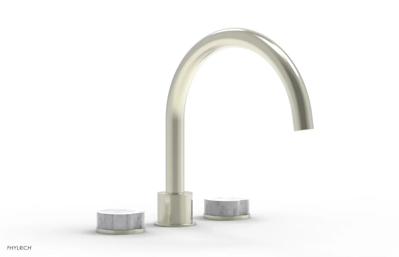 Phylrich CIRC Deck Tub Set - High Spout White Marble Handles by Phylrich