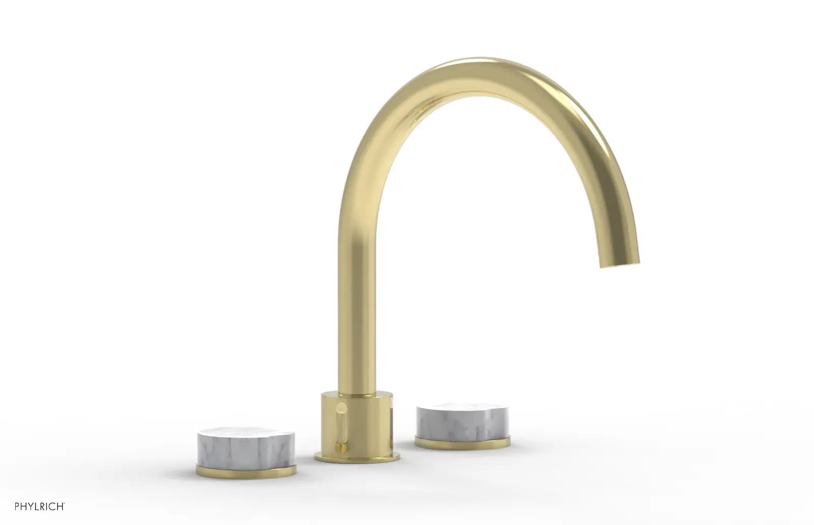 Phylrich CIRC Deck Tub Set - High Spout White Marble Handles by Phylrich