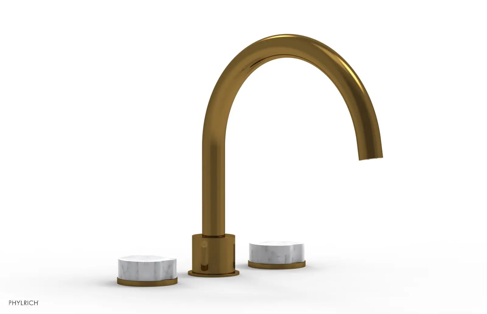 Phylrich CIRC Deck Tub Set - High Spout White Marble Handles by Phylrich