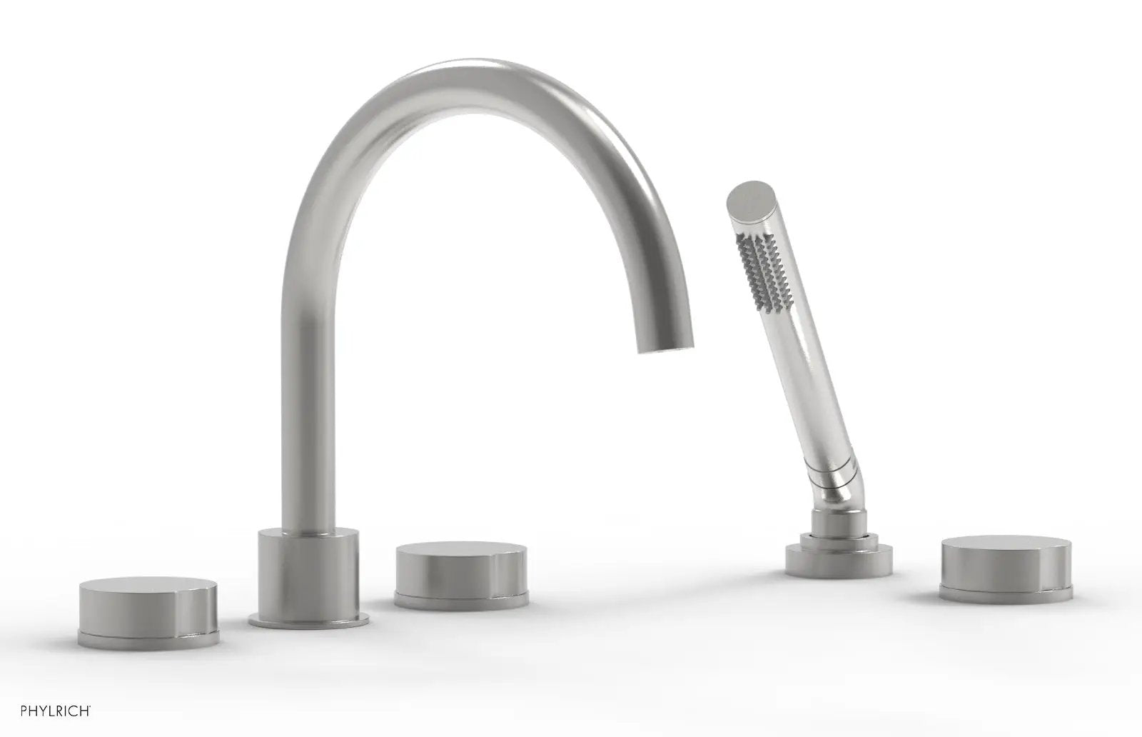 Phylrich CIRC Deck Tub Set with Hand Shower - High Spout Round Handles by Phylrich