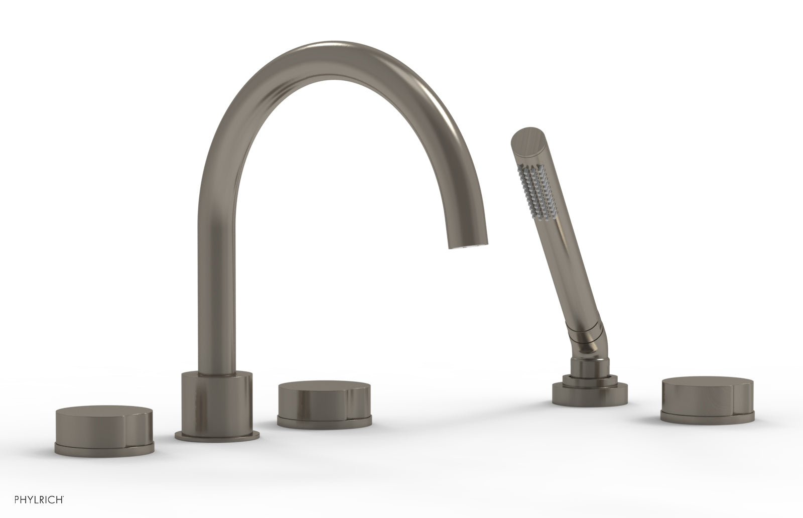 Phylrich CIRC Deck Tub Set with Hand Shower - High Spout Round Handles