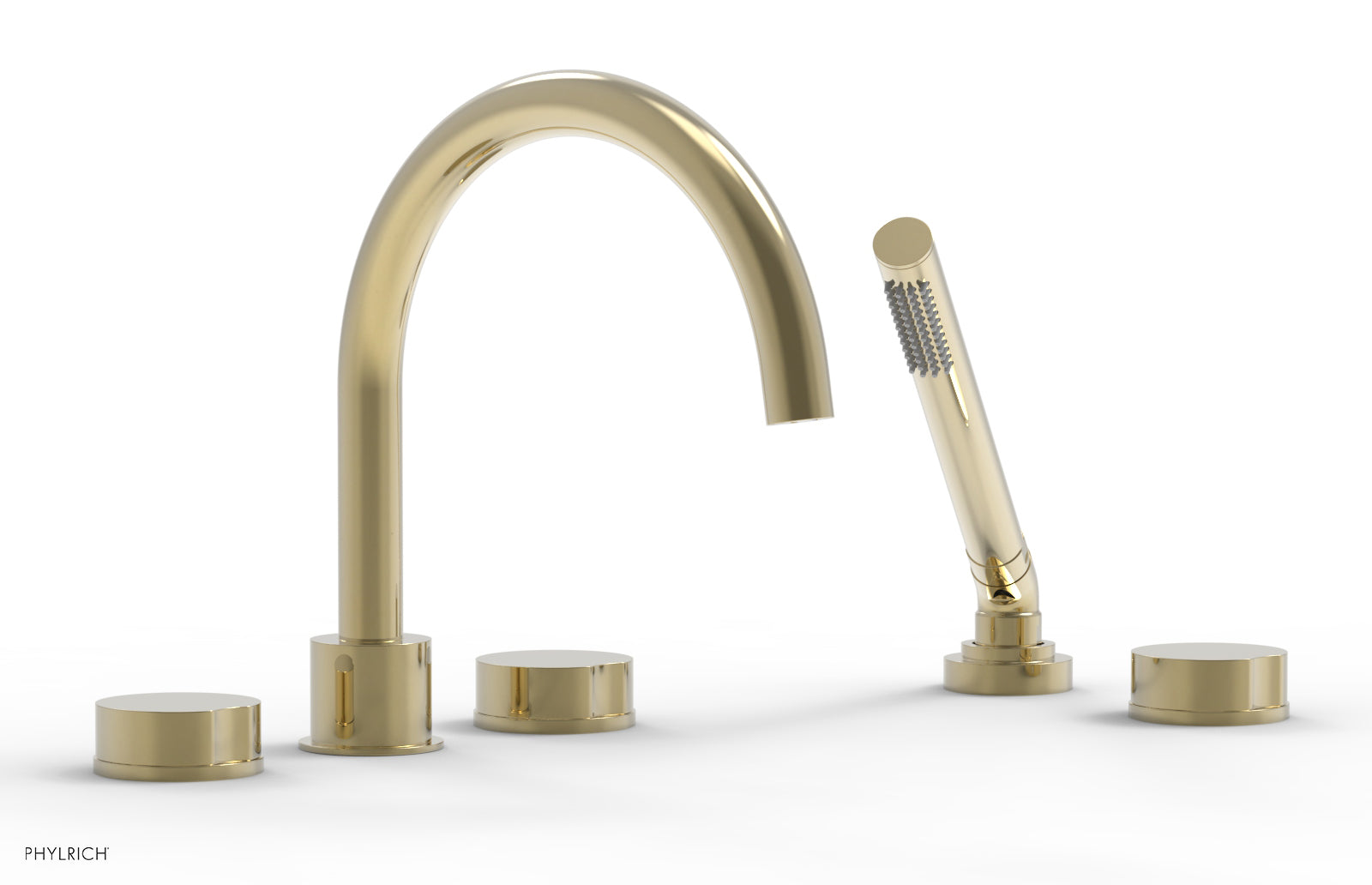 Phylrich CIRC Deck Tub Set with Hand Shower - High Spout Round Handles