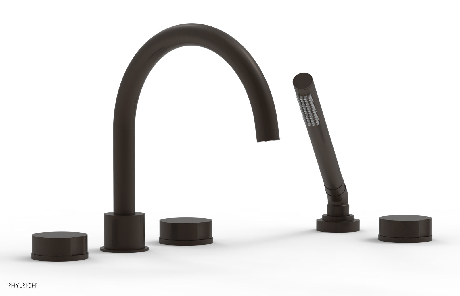 Phylrich CIRC Deck Tub Set with Hand Shower - High Spout Round Handles