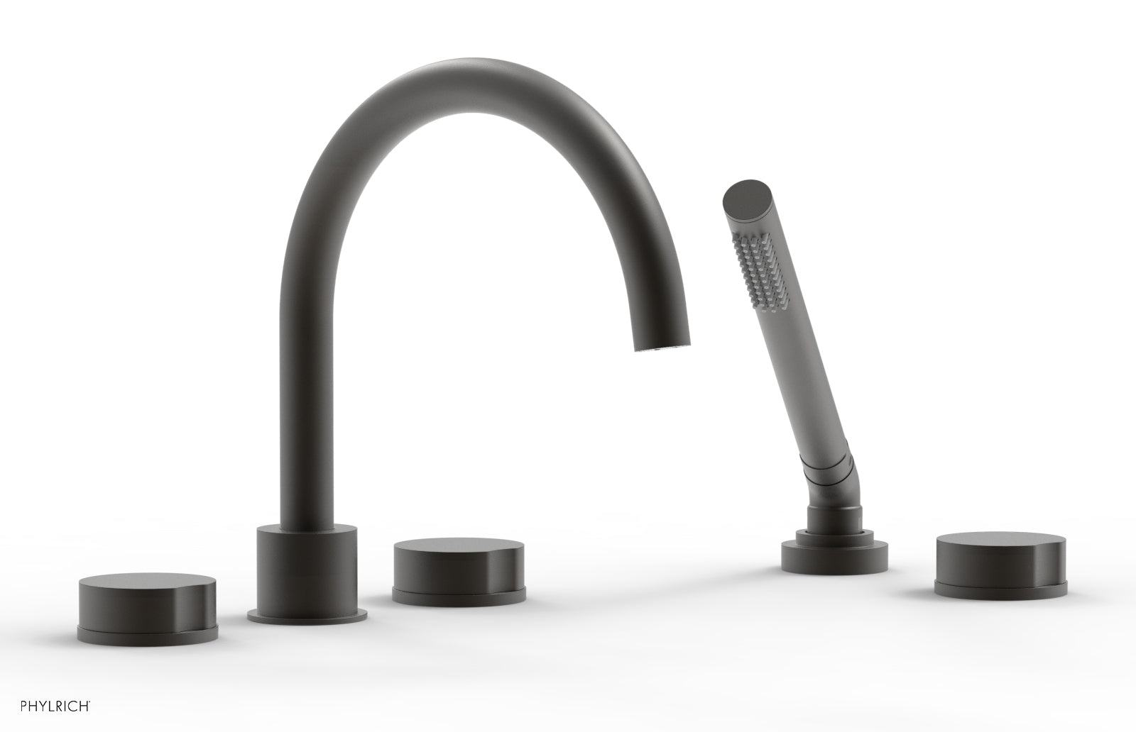 Phylrich CIRC Deck Tub Set with Hand Shower - High Spout Round Handles