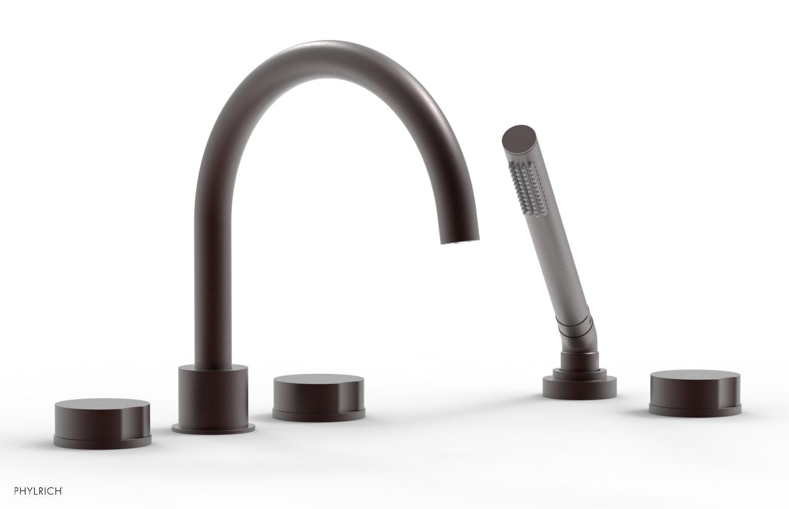 Phylrich CIRC Deck Tub Set with Hand Shower - High Spout Round Handles