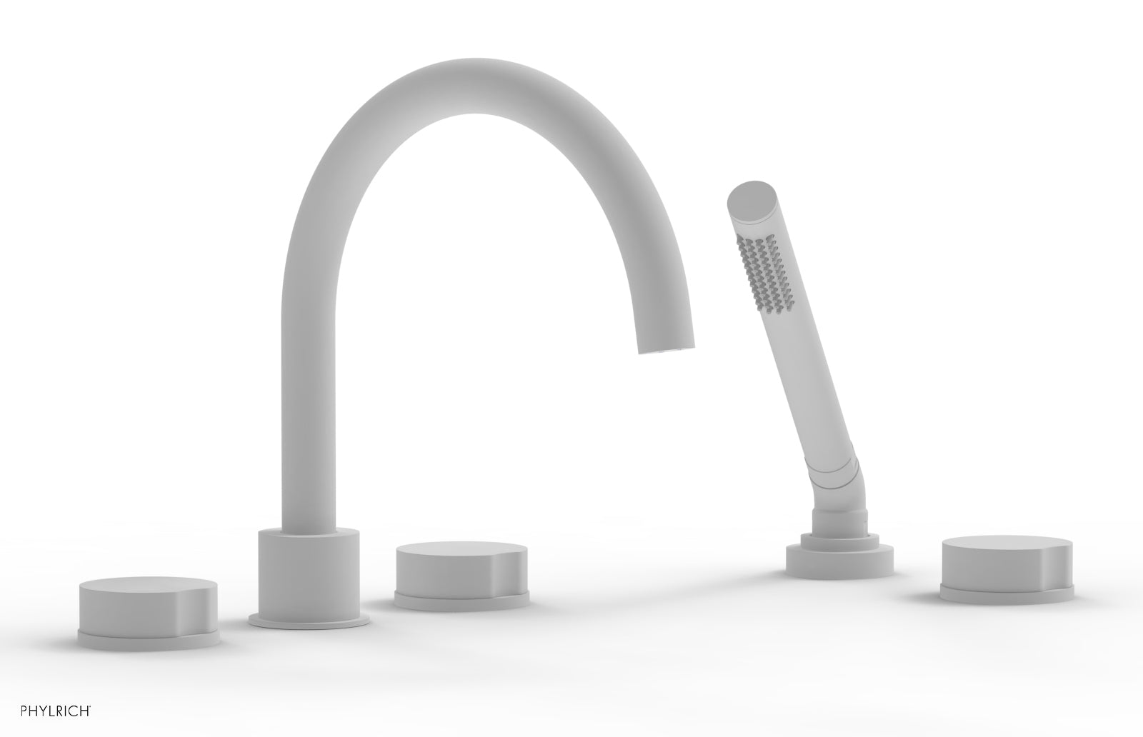 Phylrich CIRC Deck Tub Set with Hand Shower - High Spout Round Handles by Phylrich