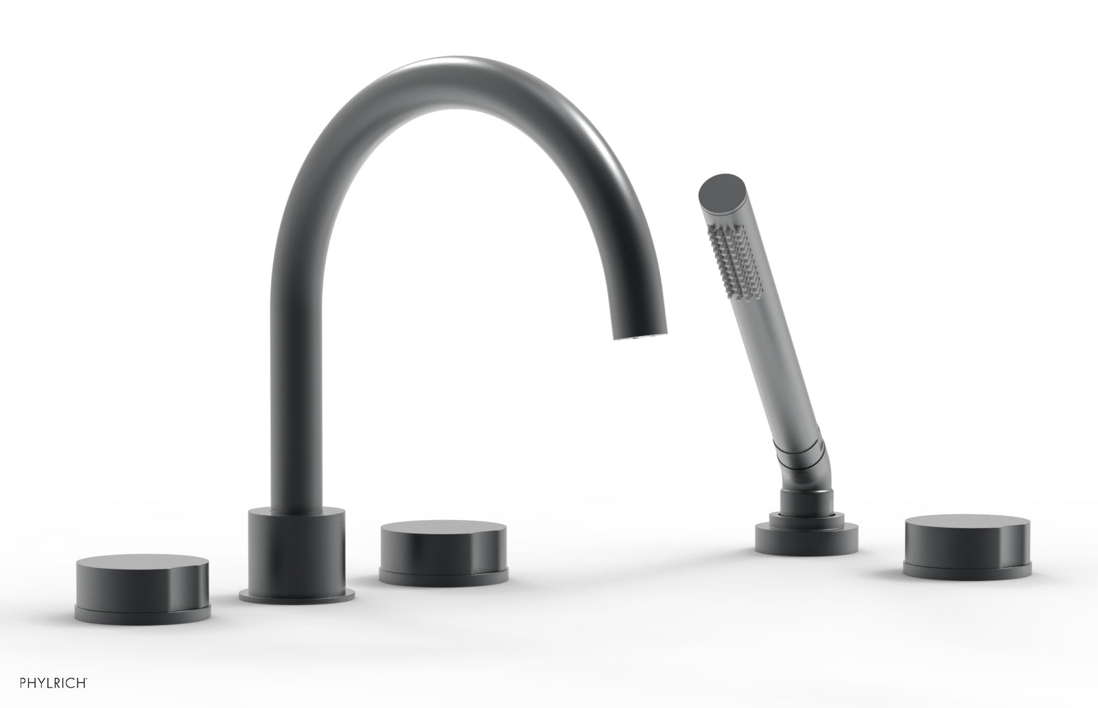 Phylrich CIRC Deck Tub Set with Hand Shower - High Spout Round Handles