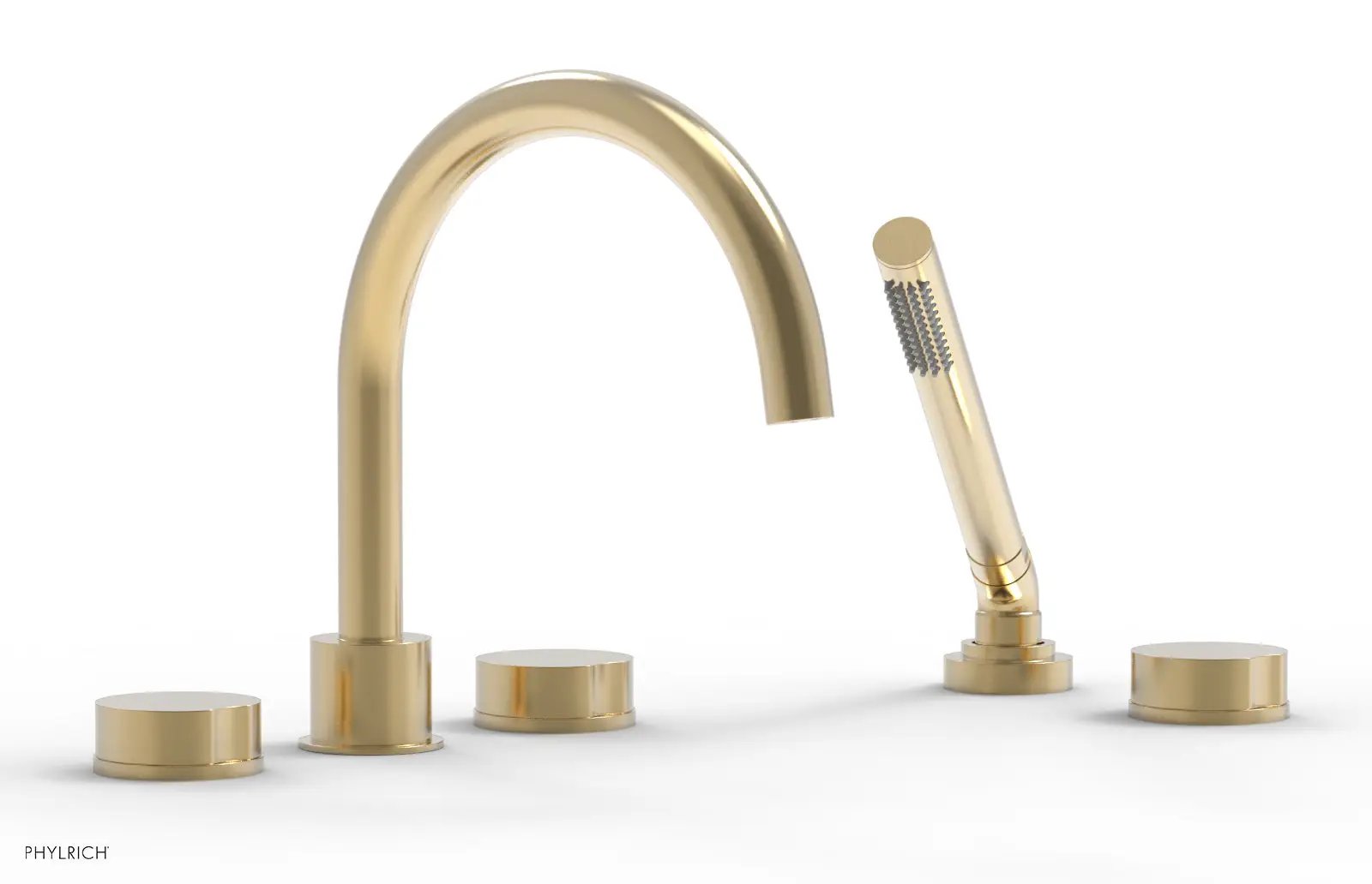 Phylrich CIRC Deck Tub Set with Hand Shower - High Spout Round Handles by Phylrich