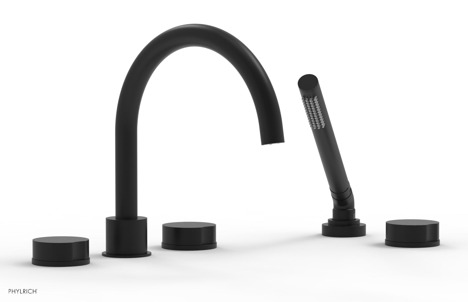 Phylrich CIRC Deck Tub Set with Hand Shower - High Spout Round Handles