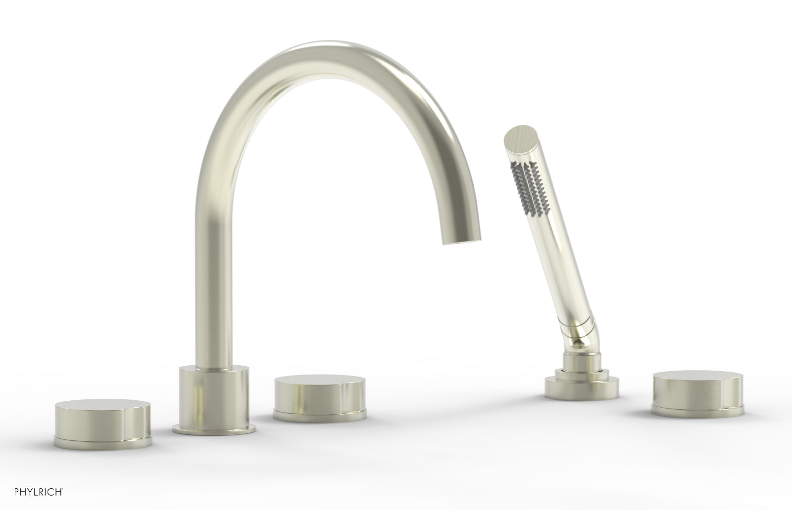 Phylrich CIRC Deck Tub Set with Hand Shower - High Spout Round Handles by Phylrich