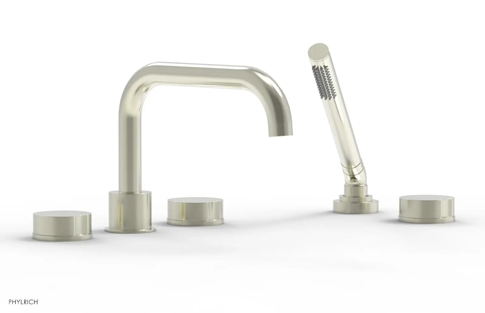 Phylrich CIRC Deck Tub Set with Hand Shower - Round Handles by Phylrich