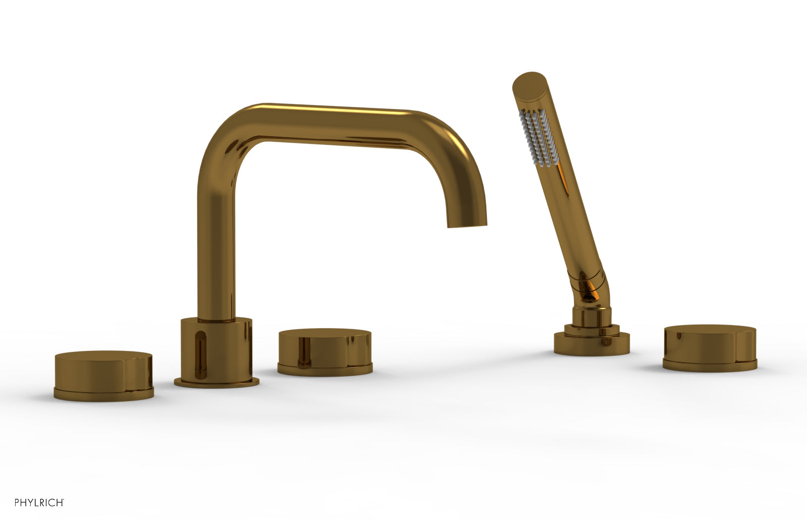 Phylrich CIRC Deck Tub Set with Hand Shower - Round Handles by Phylrich