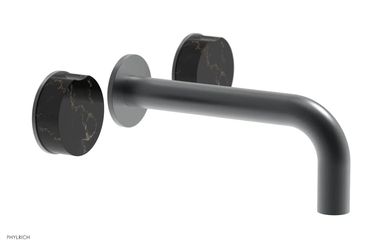 Phylrich CIRC Wall Lavatory Set, Black Marble Handles by Phylrich
