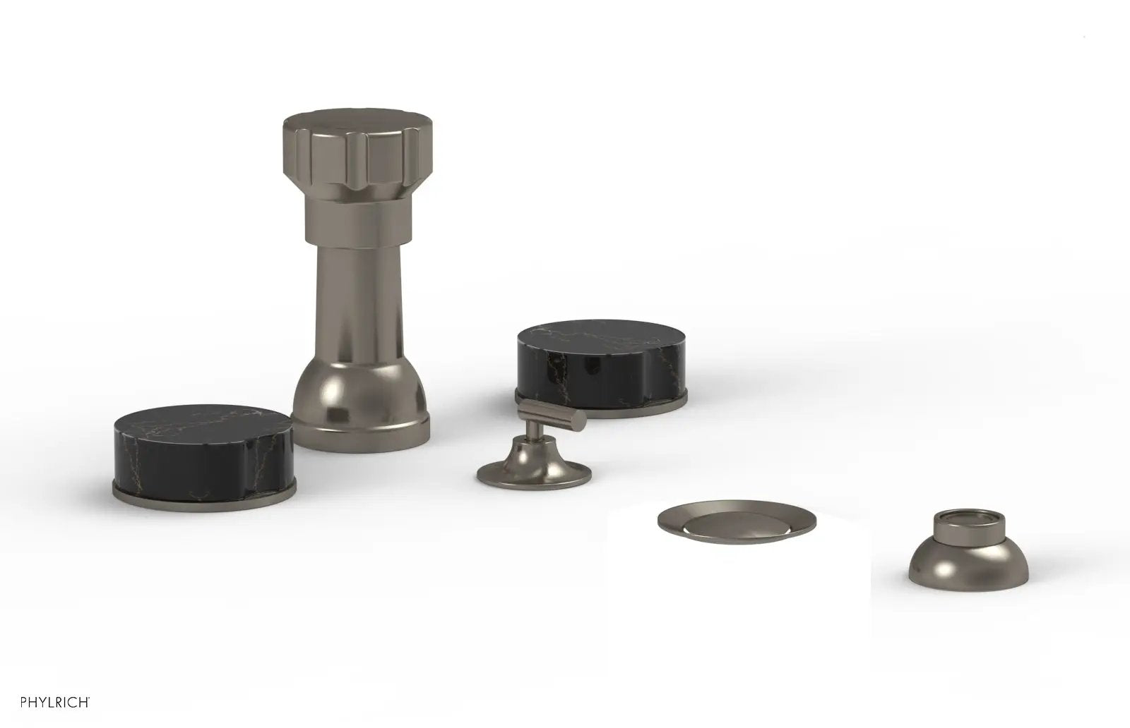 Phylrich CIRC Four Hole Bidet Set - Black Marble Handles by Phylrich
