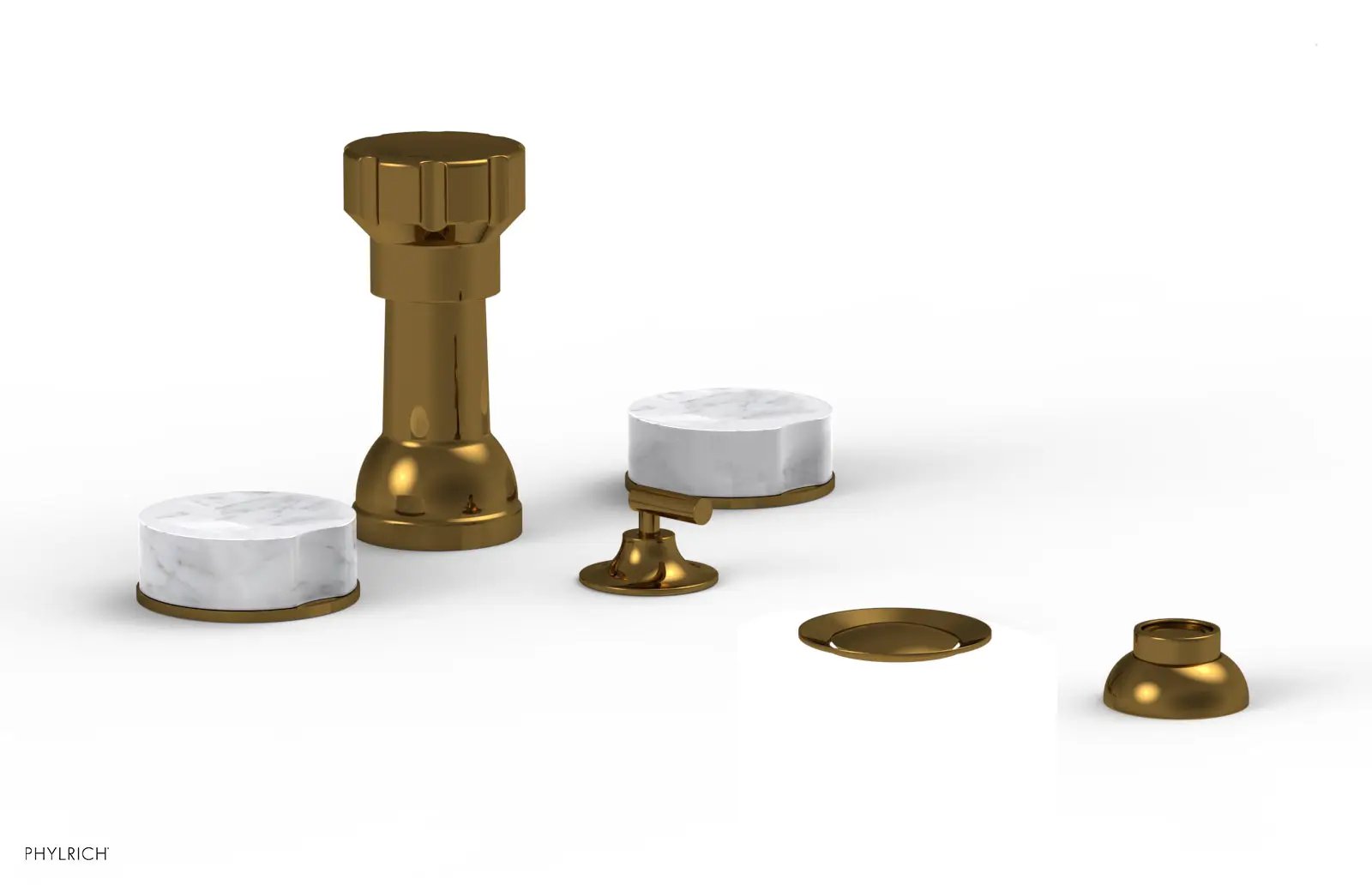 Phylrich CIRC Four Hole Bidet Set - White Marble Handles by Phylrich