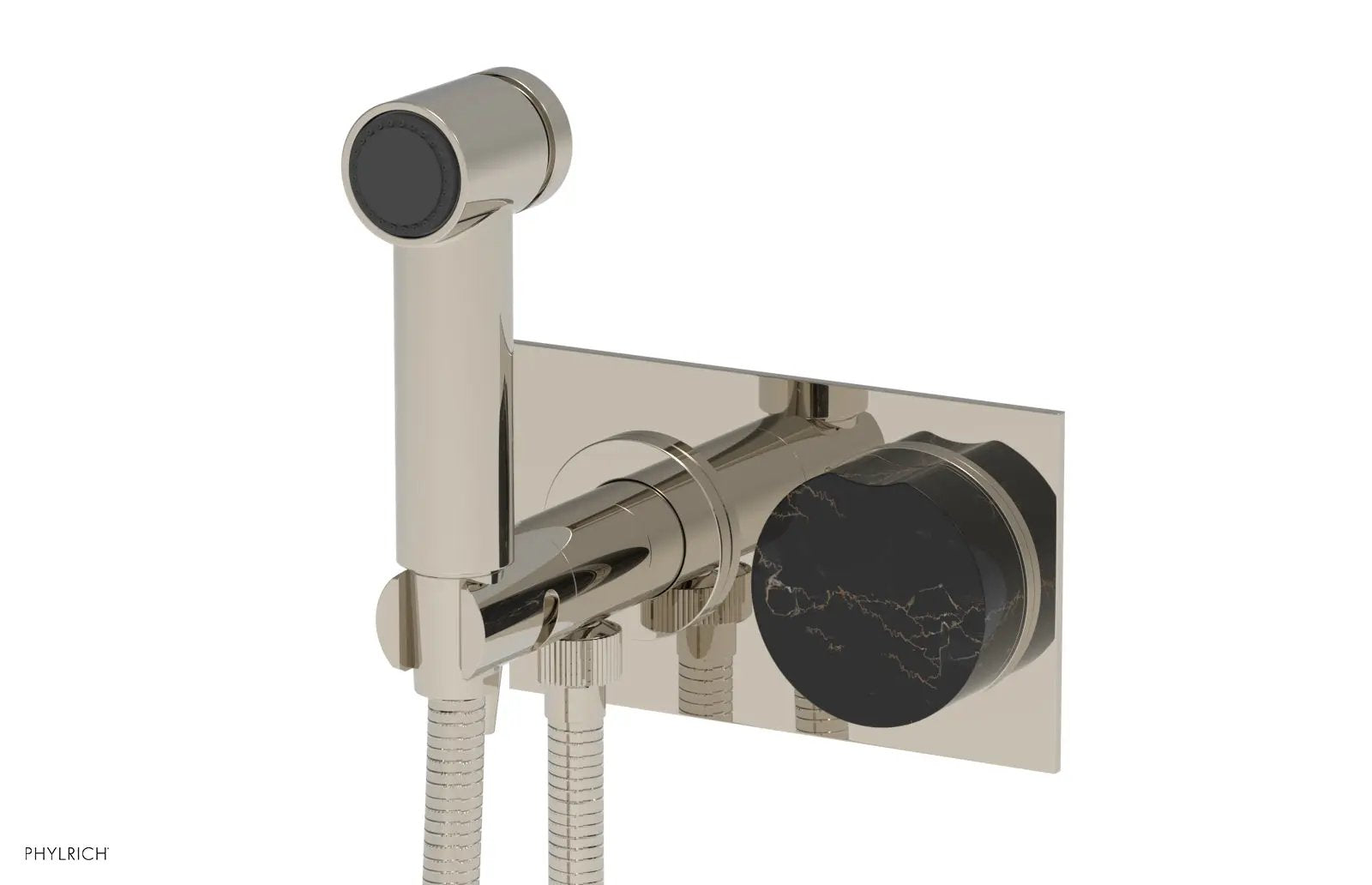 Phylrich CIRC Wall Mounted Bidet, Black Marble Handle by Phylrich