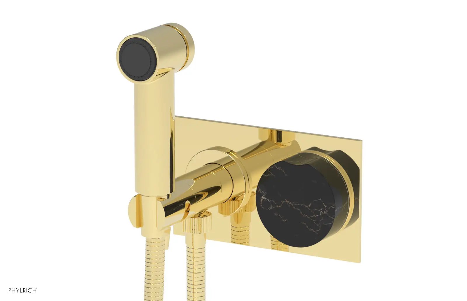 Phylrich CIRC Wall Mounted Bidet, Black Marble Handle by Phylrich