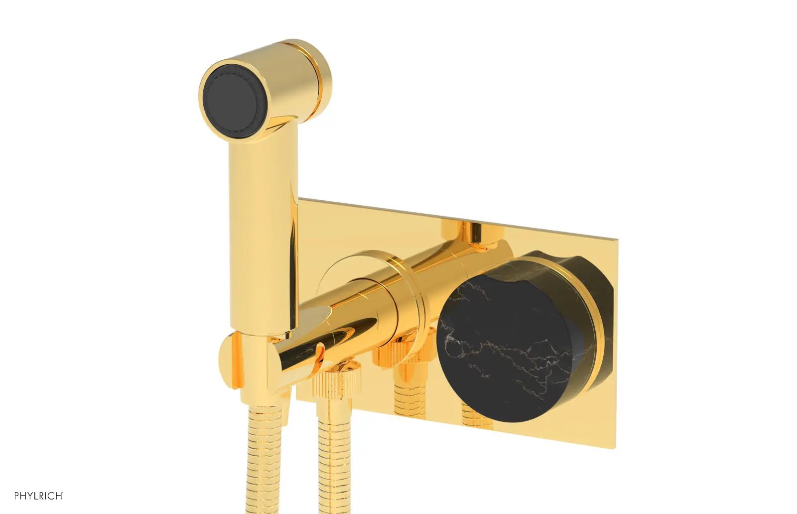 Phylrich CIRC Wall Mounted Bidet, Black Marble Handle by Phylrich