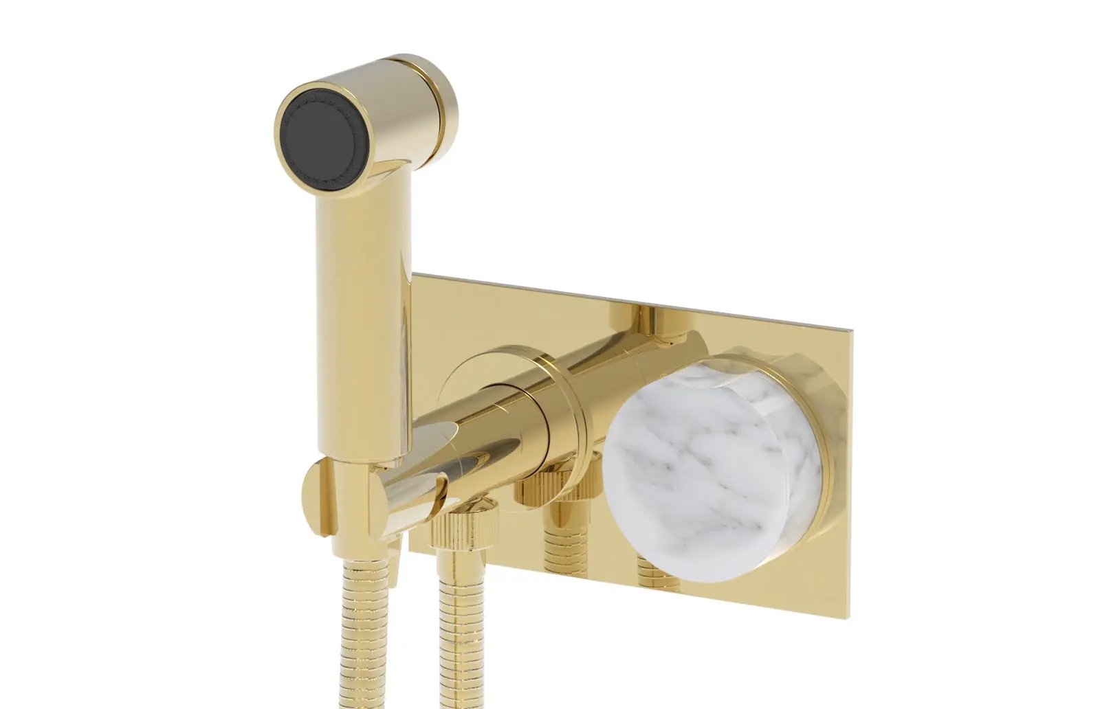 Phylrich CIRC Wall Mounted Bidet, White Marble Handle by Phylrich