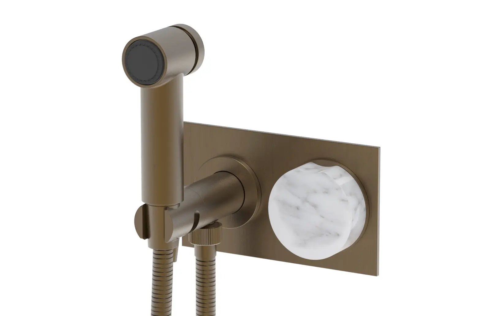 Phylrich CIRC Wall Mounted Bidet, White Marble Handle by Phylrich