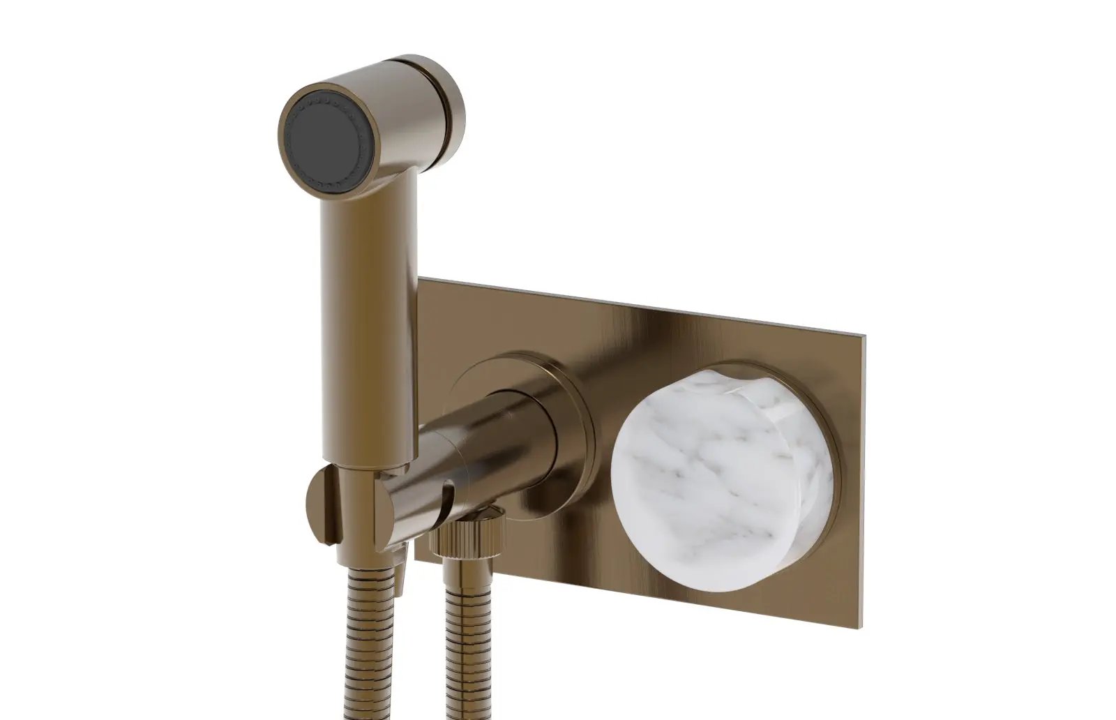 Phylrich CIRC Wall Mounted Bidet, White Marble Handle by Phylrich