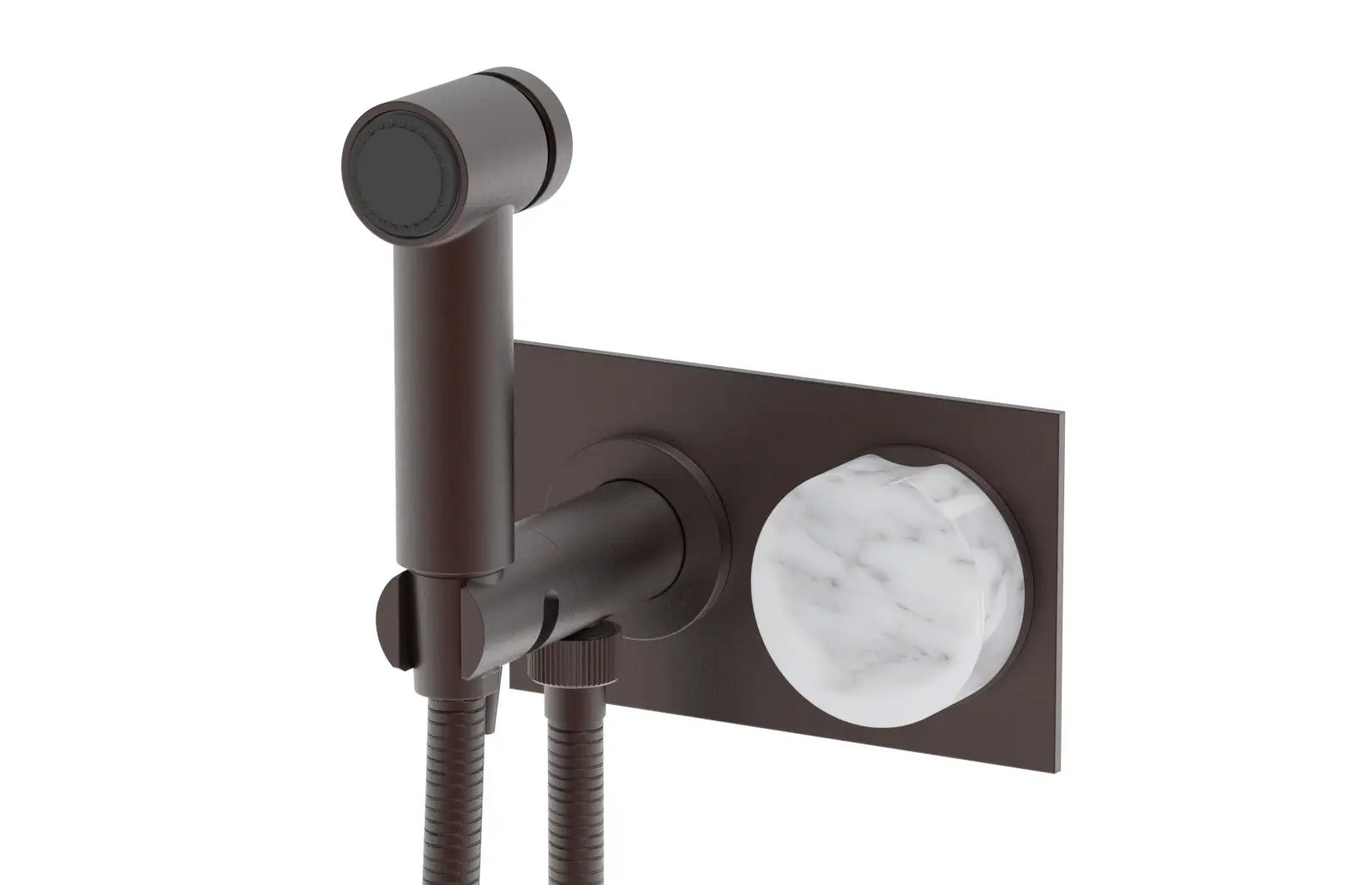 Phylrich CIRC Wall Mounted Bidet, White Marble Handle by Phylrich