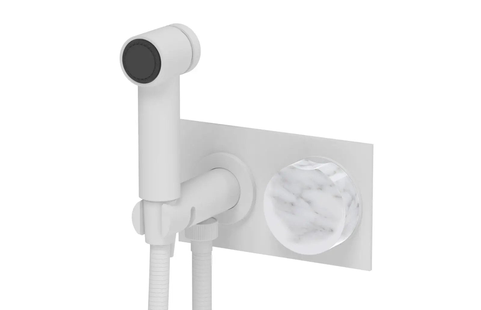 Phylrich CIRC Wall Mounted Bidet, White Marble Handle by Phylrich