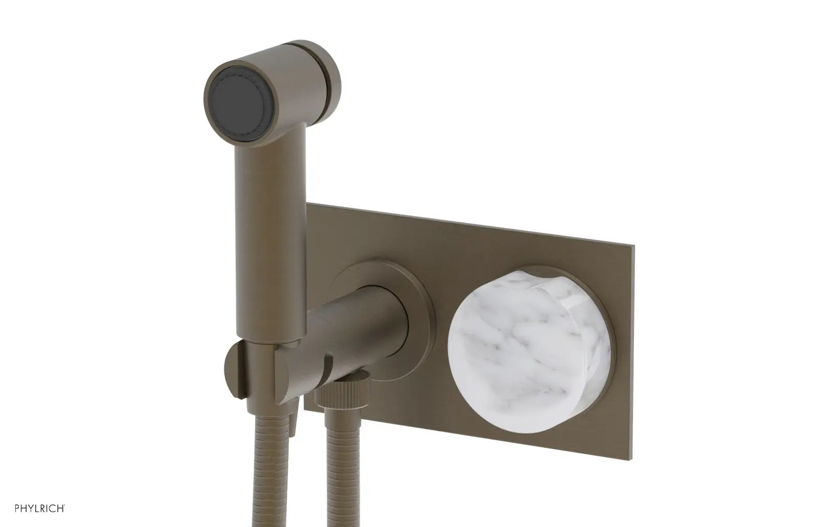 Phylrich CIRC Wall Mounted Bidet, White Marble Handle by Phylrich