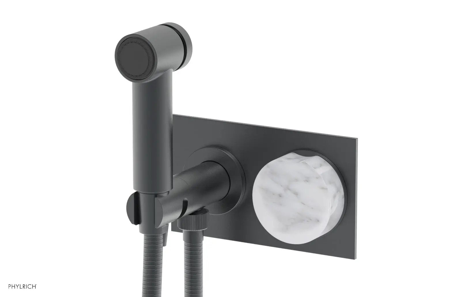 Phylrich CIRC Wall Mounted Bidet, White Marble Handle by Phylrich