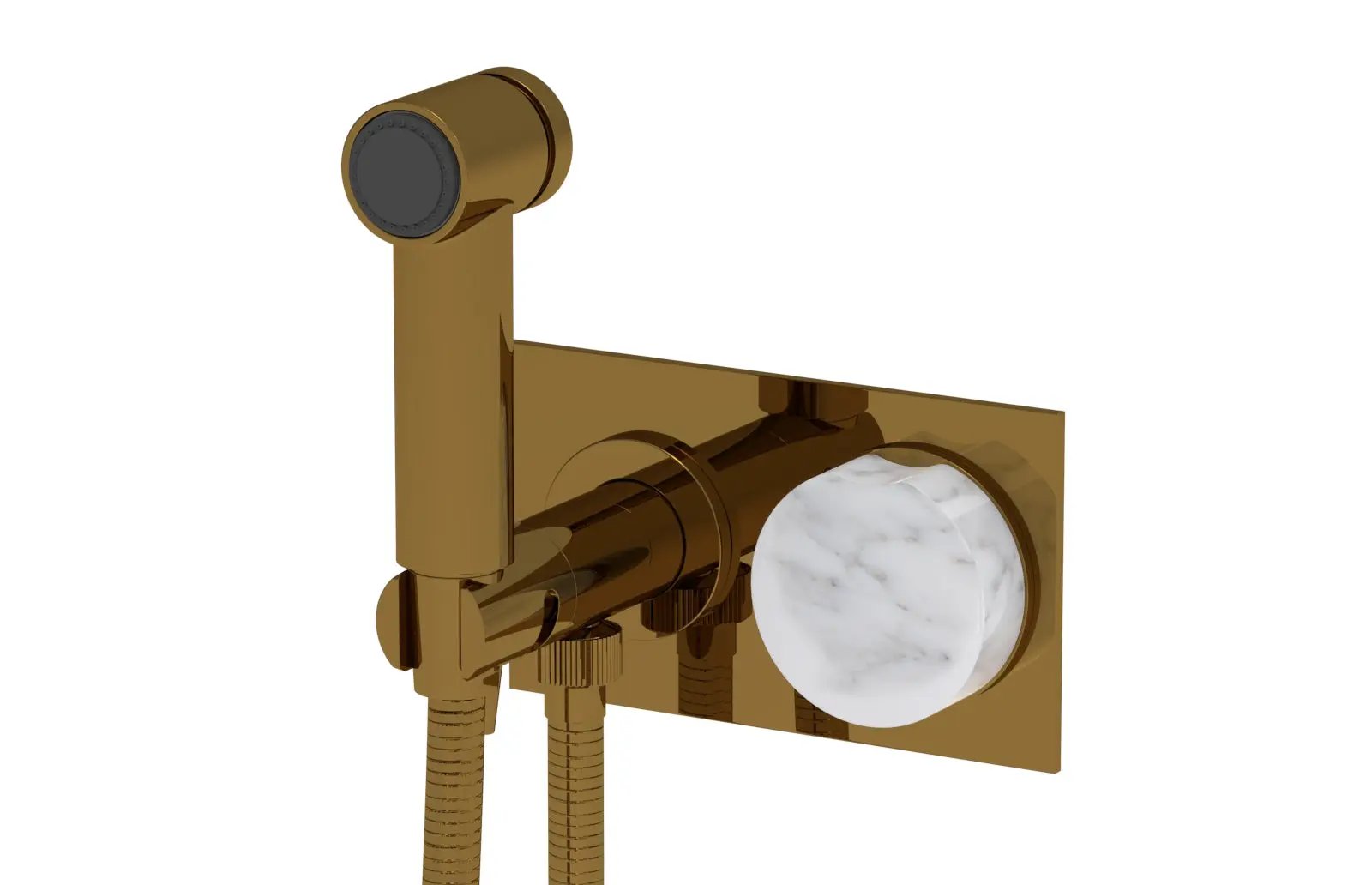 Phylrich CIRC Wall Mounted Bidet, White Marble Handle by Phylrich