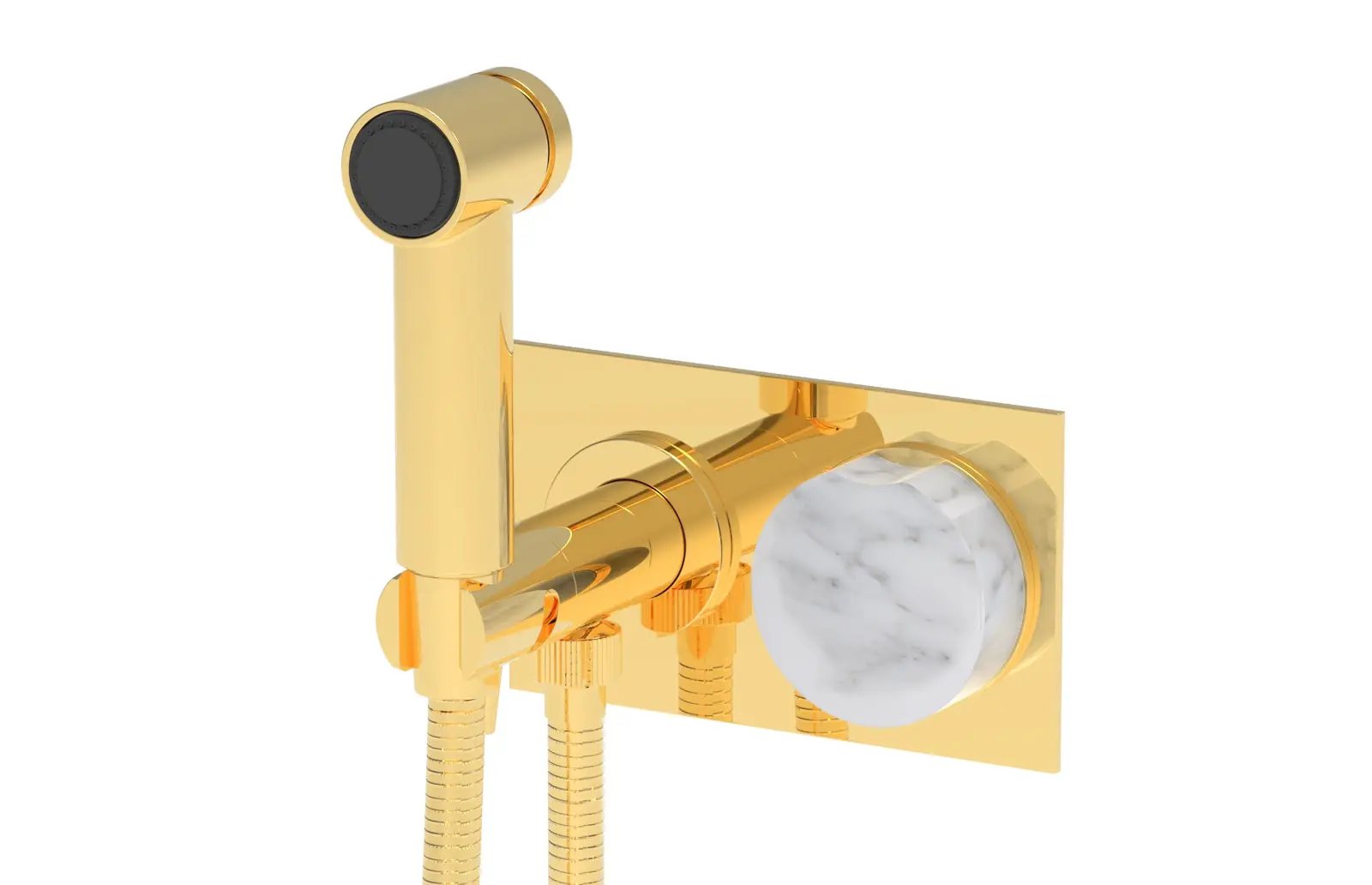 Phylrich CIRC Wall Mounted Bidet, White Marble Handle by Phylrich
