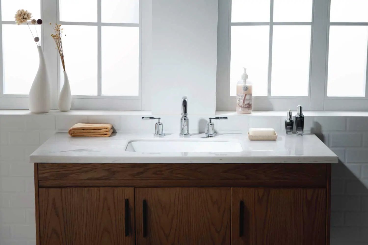 chrome bathroom faucet
