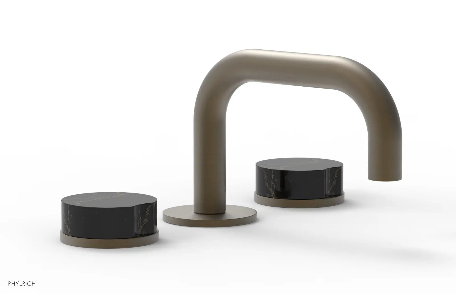 Phylrich CIRC Widespread Faucet - Low Spout, Black Marble Handles by Phylrich