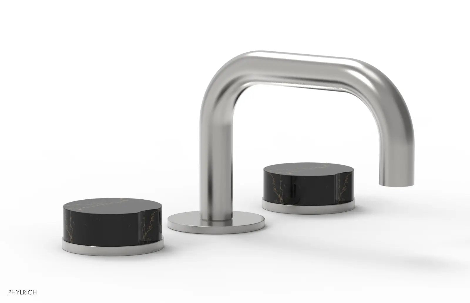 Phylrich CIRC Widespread Faucet - Low Spout, Black Marble Handles by Phylrich