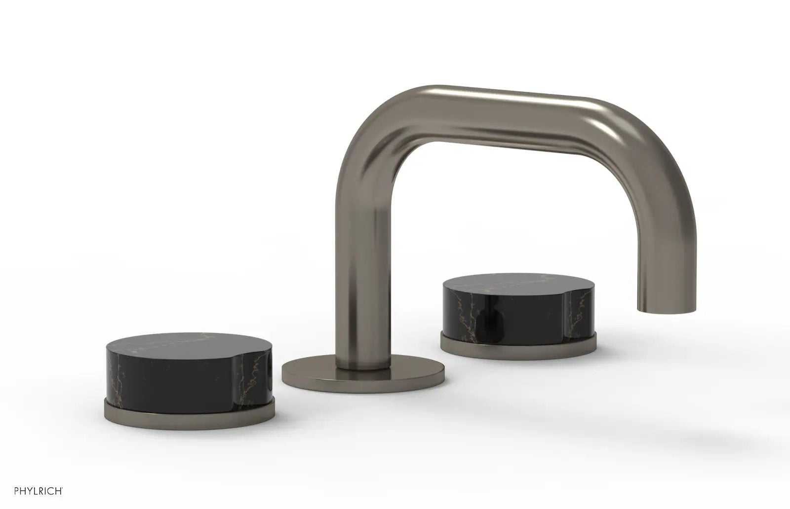 Phylrich CIRC Widespread Faucet - Low Spout, Black Marble Handles by Phylrich
