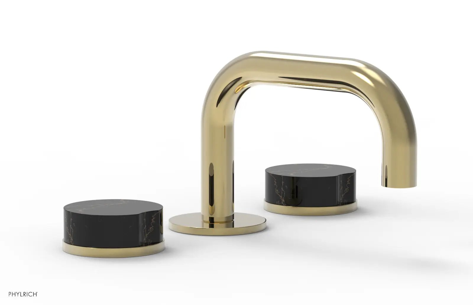 Phylrich CIRC Widespread Faucet - Low Spout, Black Marble Handles by Phylrich