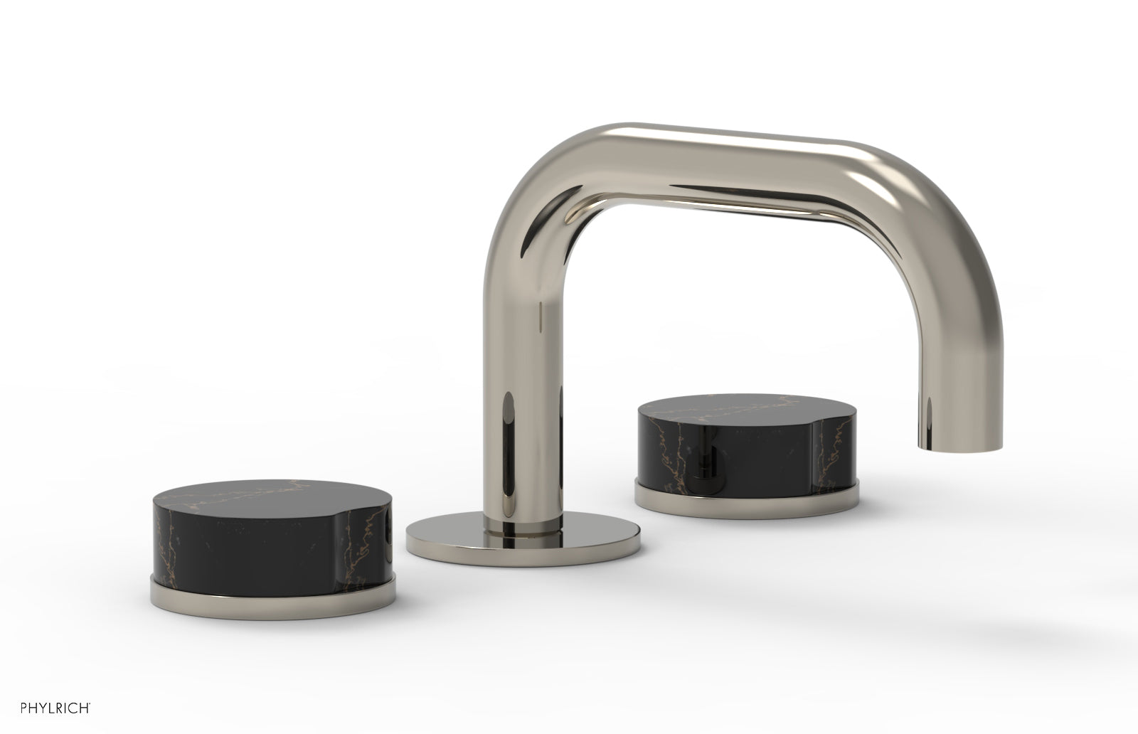 Phylrich CIRC Widespread Faucet - Low Spout, Black Marble Handles