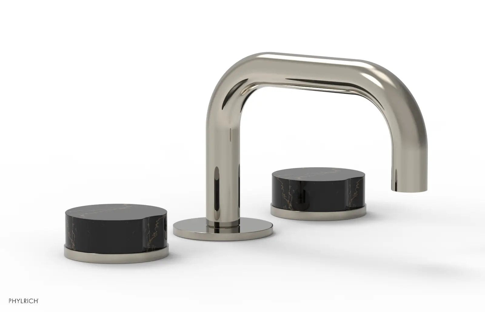 Phylrich CIRC Widespread Faucet - Low Spout, Black Marble Handles by Phylrich