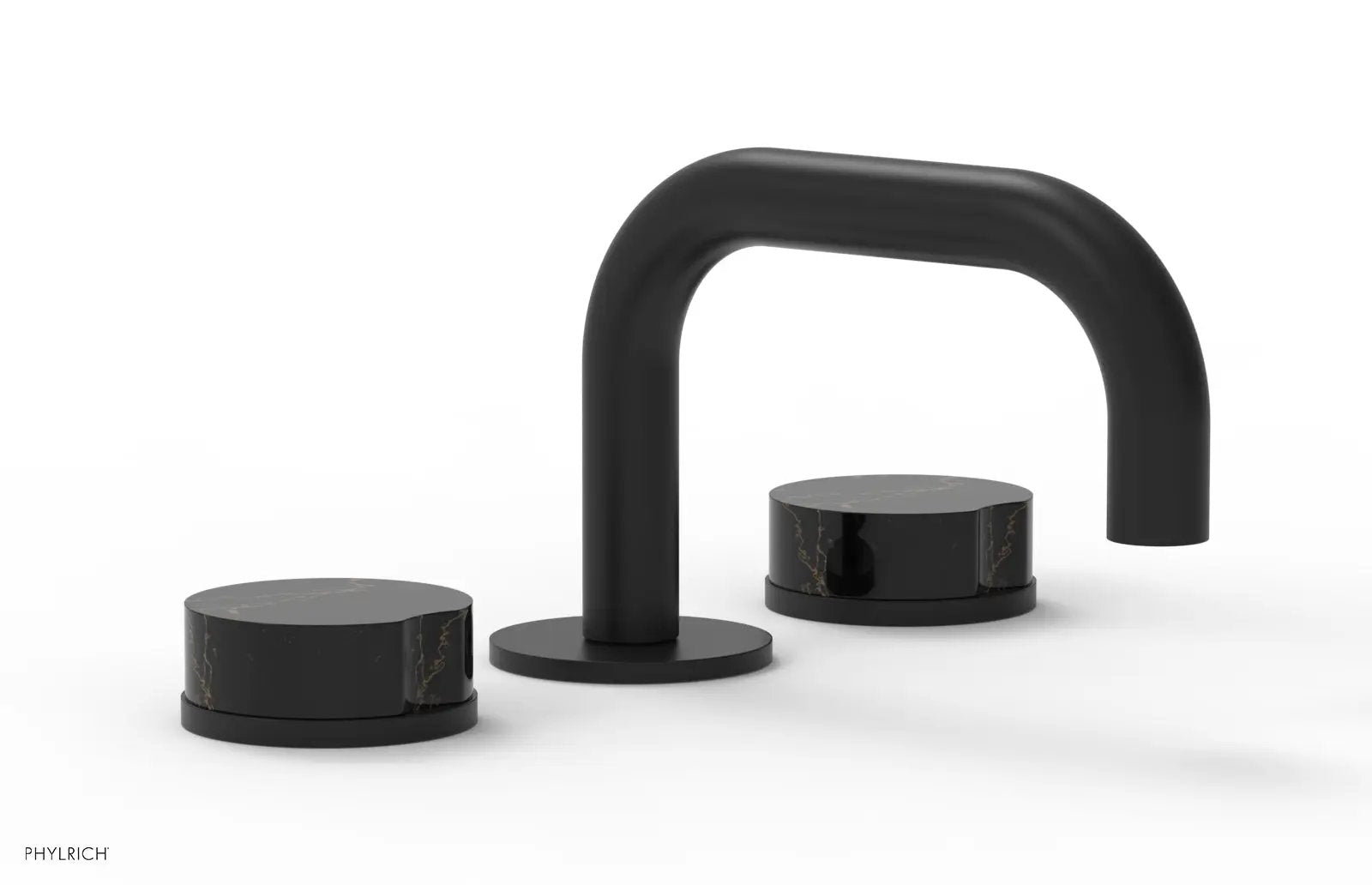 Phylrich CIRC Widespread Faucet - Low Spout, Black Marble Handles by Phylrich