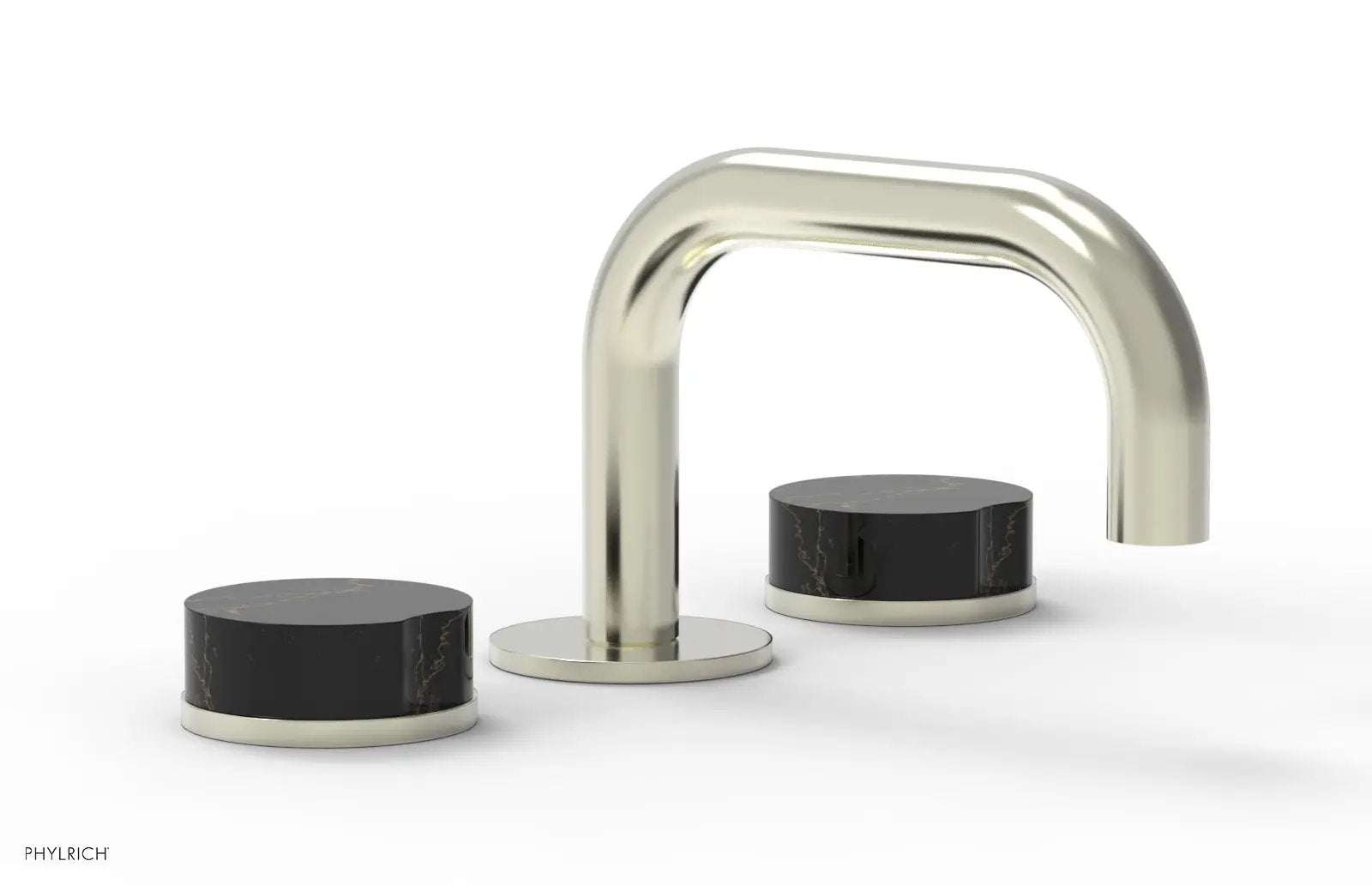 Phylrich CIRC Widespread Faucet - Low Spout, Black Marble Handles by Phylrich