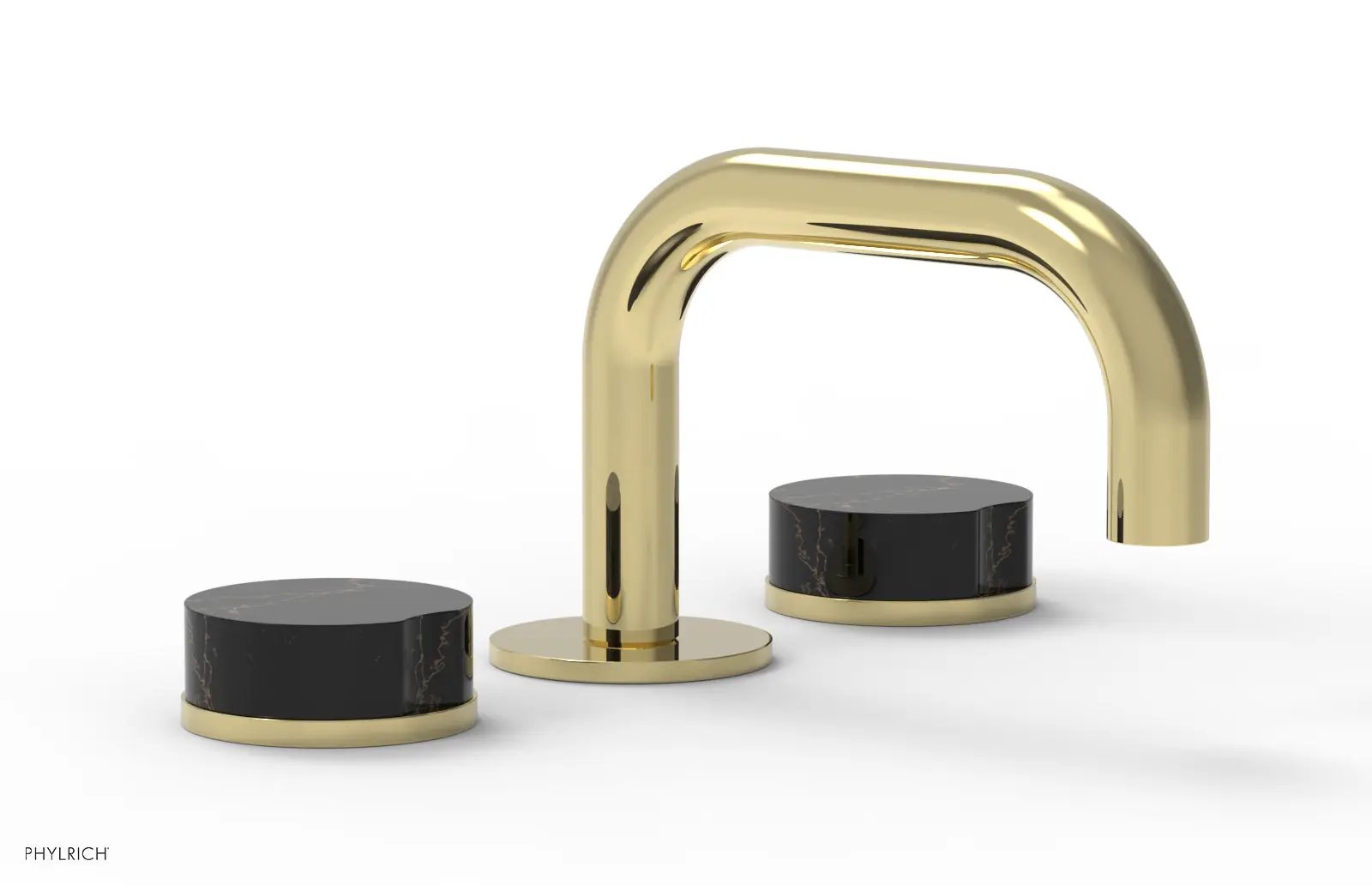 Phylrich CIRC Widespread Faucet - Low Spout, Black Marble Handles by Phylrich