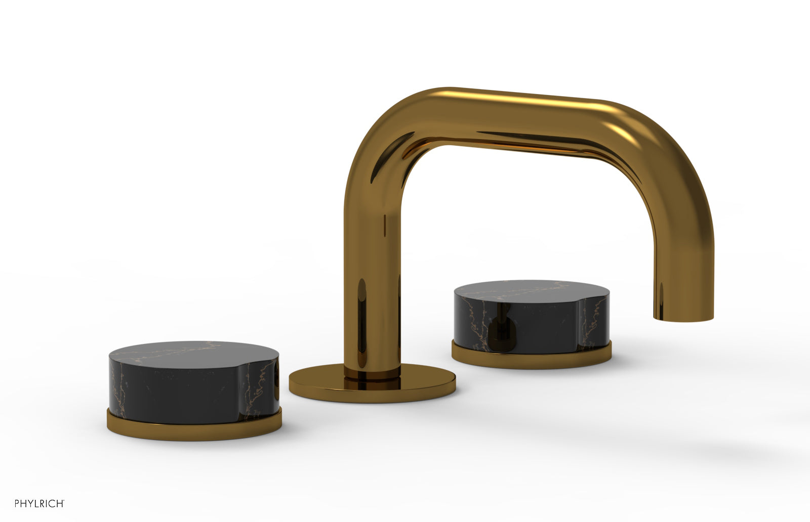 Phylrich CIRC Widespread Faucet - Low Spout, Black Marble Handles