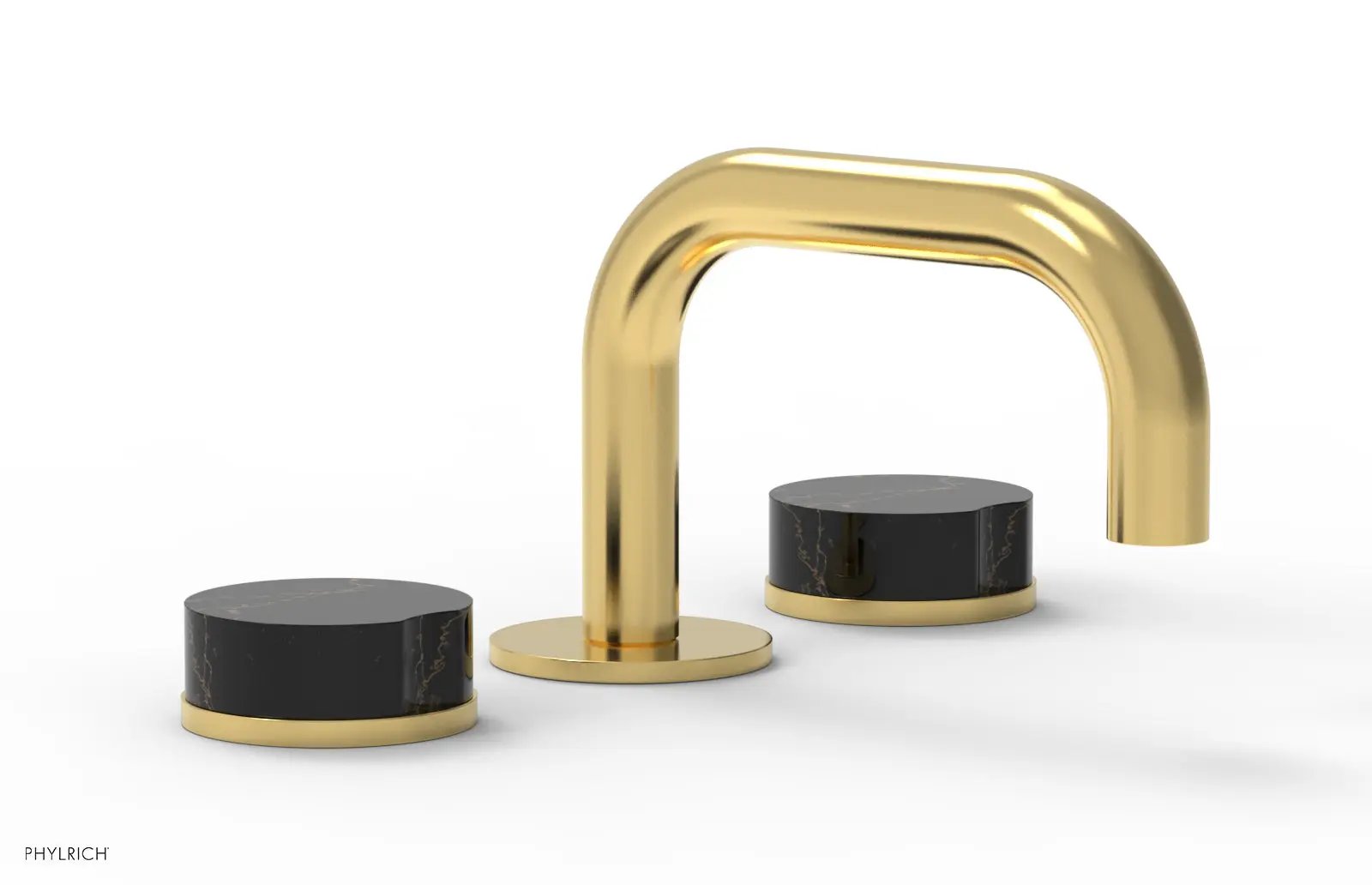 Phylrich CIRC Widespread Faucet - Low Spout, Black Marble Handles by Phylrich