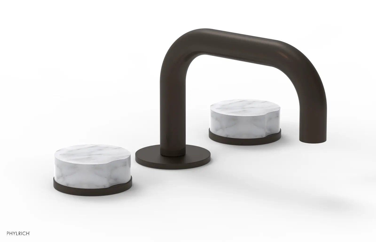 Phylrich CIRC Widespread Faucet - Low Spout, White Marble Handles by Phylrich
