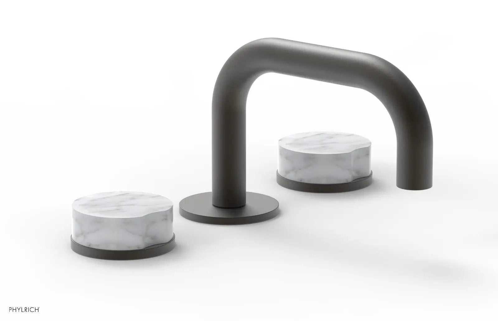Phylrich CIRC Widespread Faucet - Low Spout, White Marble Handles by Phylrich