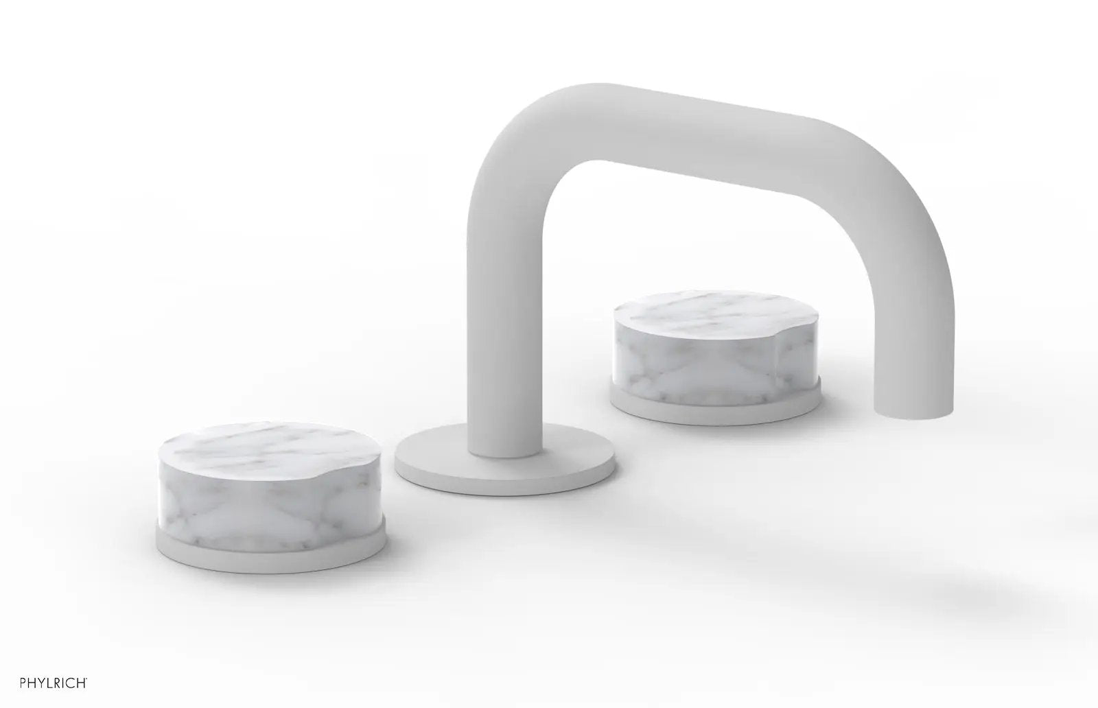 Phylrich CIRC Widespread Faucet - Low Spout, White Marble Handles by Phylrich