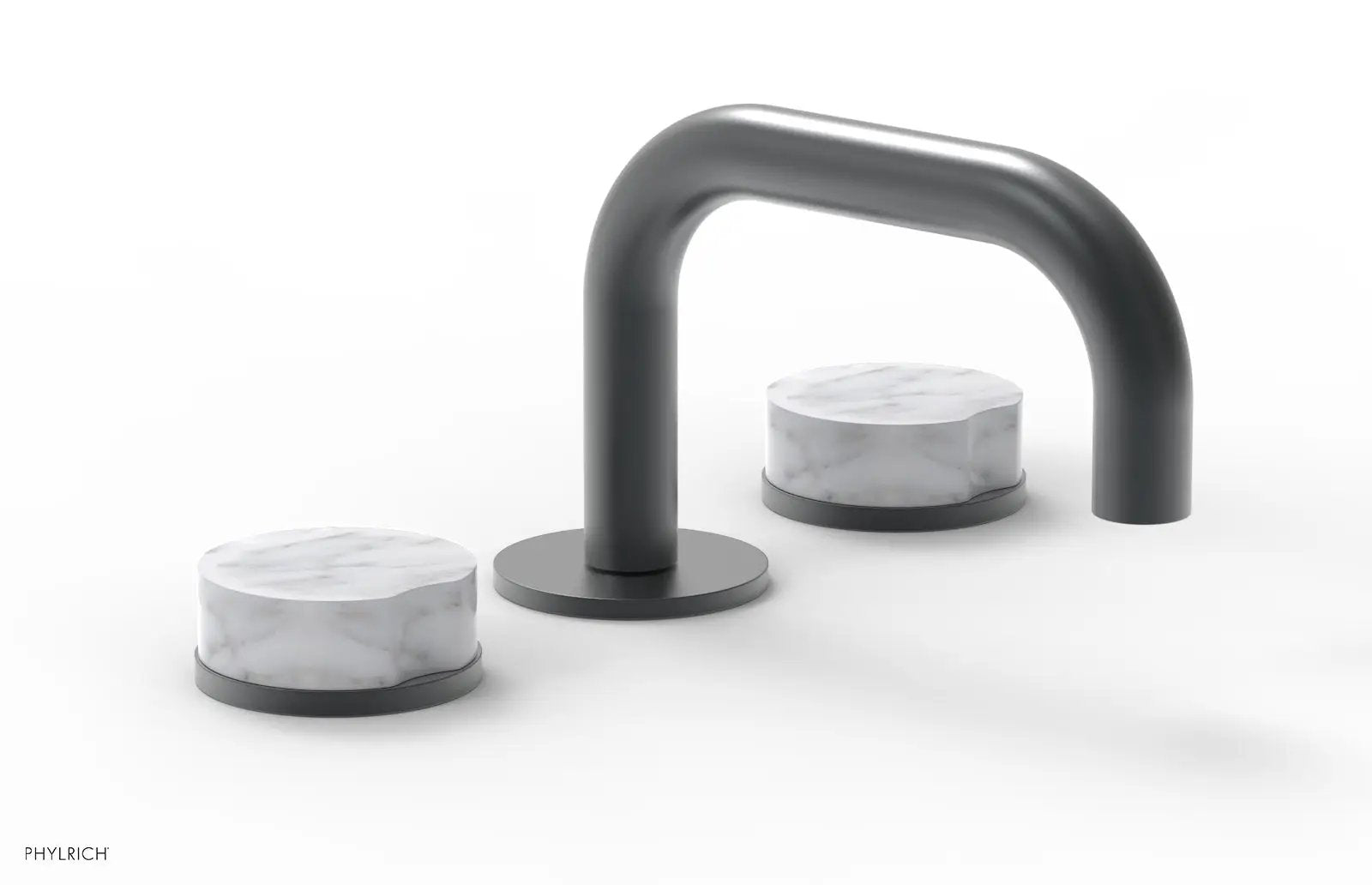 Phylrich CIRC Widespread Faucet - Low Spout, White Marble Handles by Phylrich